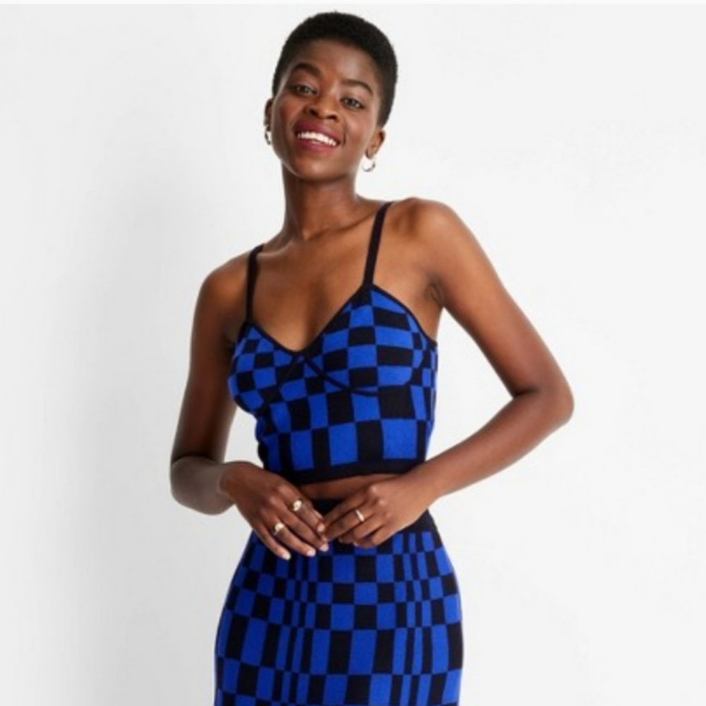 Future collective women's size 2XL crop bralette top blue and black